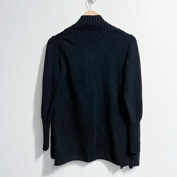 White + Warren Cardigan XS Sweater Black Coatigan Wool Blend Patch Knit - Picture 4 of 8